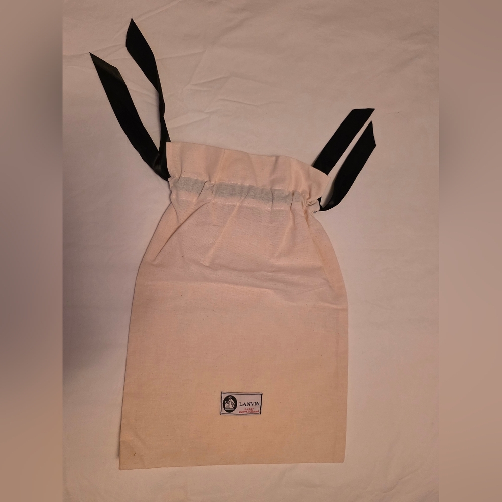 LANVIN Authentic Lanvin Beige Dust Bag with Black Ribbon Drawstring – Medium